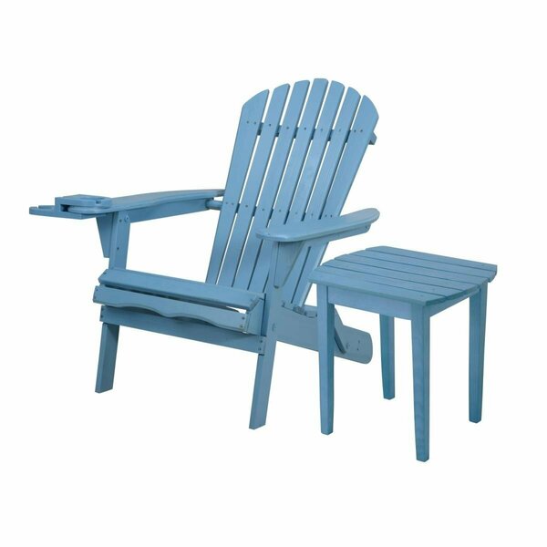W Unlimited 35 x 32 x 28 in. Foldable Chair with Cup Holder & End Table, Sky Blue SW2136SB-CHET
